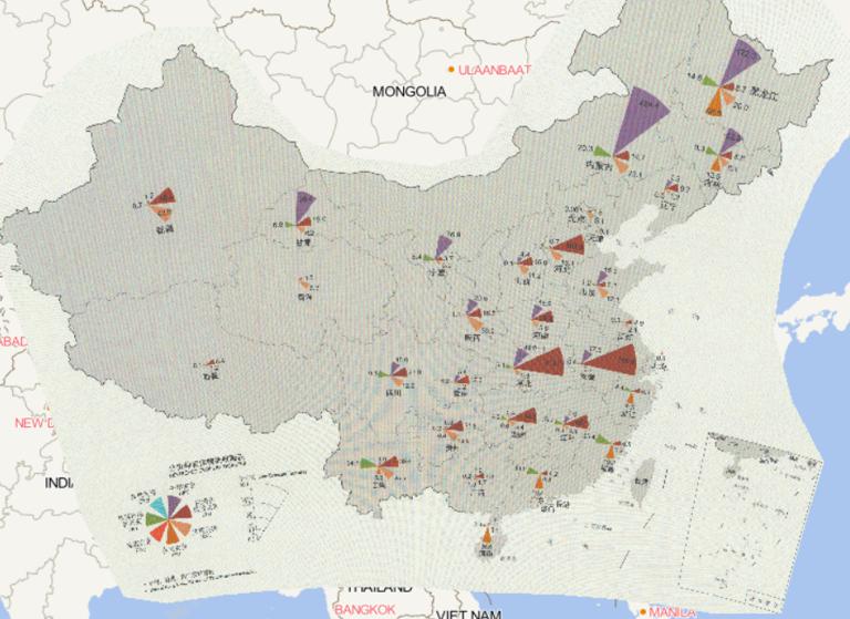 Online map of destroyed crops by province and disaster in China in 2016
