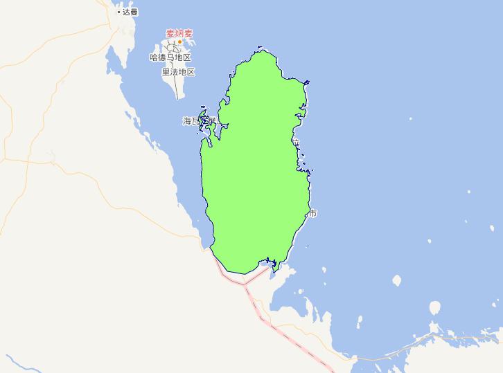 Online map of Qatar level 0 administrative boundaries