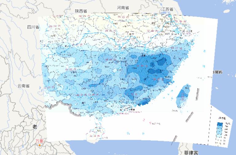 Online map of mid and late June's rainfall from June 14th,2010 to June 25th during the flood disaster period in South China