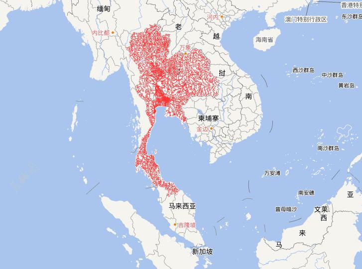 Online map of Thai River distribution