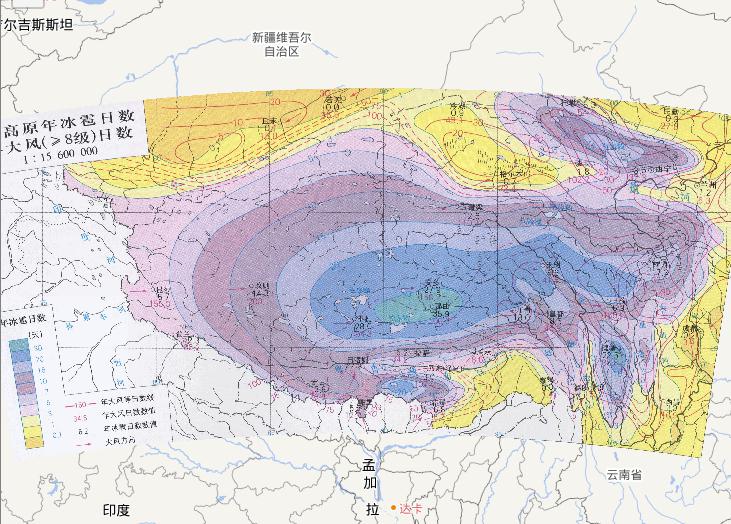 Online map of hail days and wind days on the Qinghai-Tibet Plateau of China