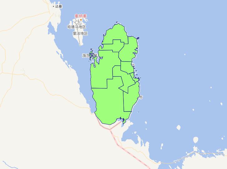Online map of Qatar level 1 administrative boundaries