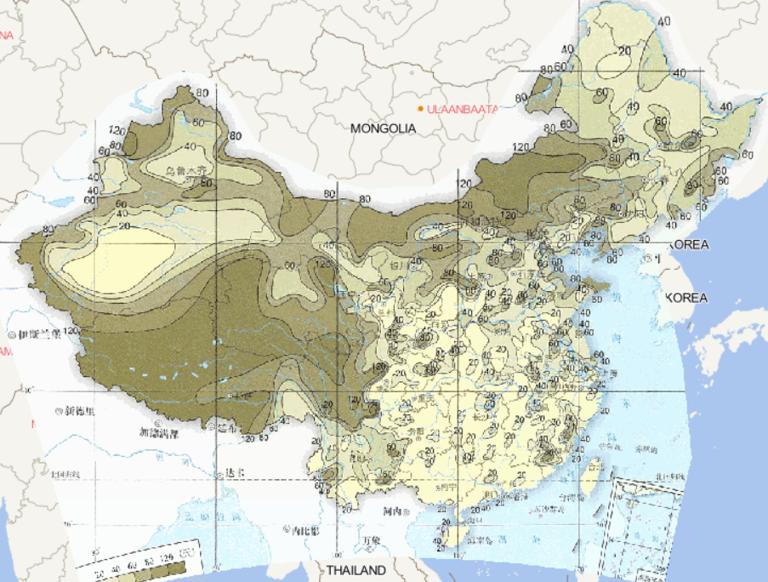 Online map of the maximum annual gale days in China from 1961 to 2015