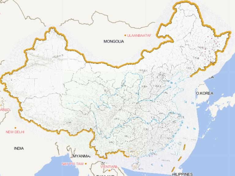 Online map of the affected areas in November 2013 in China