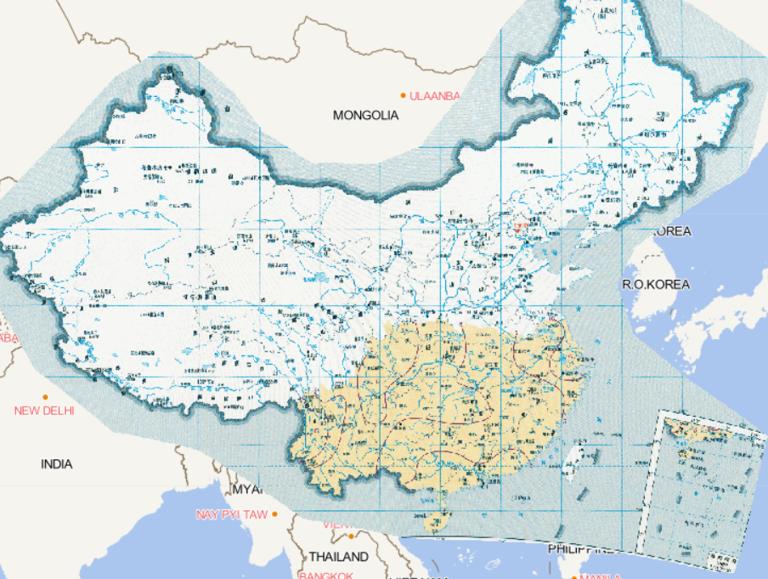 Online map of mild low temperature occurrence frequency in May for double cropped early rice in China
