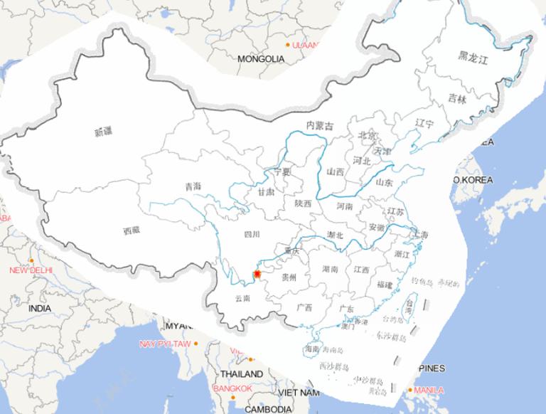 Online map of disaster distribution of  6.5 magnitude earthquake in Yunnan's Ludian on August 3, 2014