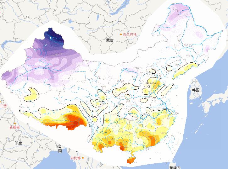 Vertical movement speed of China's land online map (1951-1999 years)
