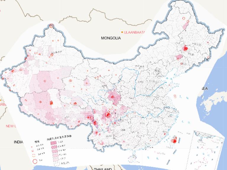 Online map of epicenter and disaster distribution of earthquake in 2013 in China