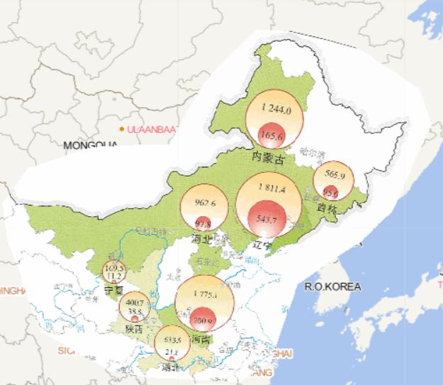 Online map of crop damage caused by drought in Northeast China from June to August 2014