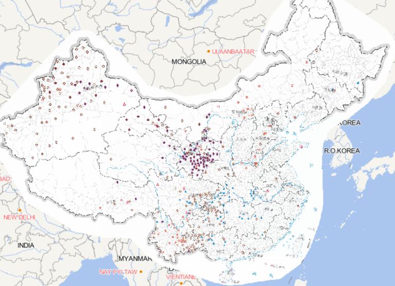 Online map of China's April disaster distribution in 2014