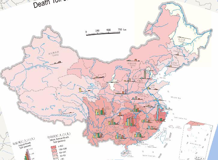 Online map of flood deaths in China (1993-2000)