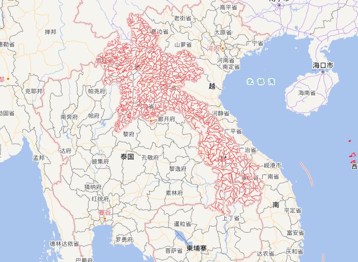 Online map of Lao People's Democratic Republic waters line