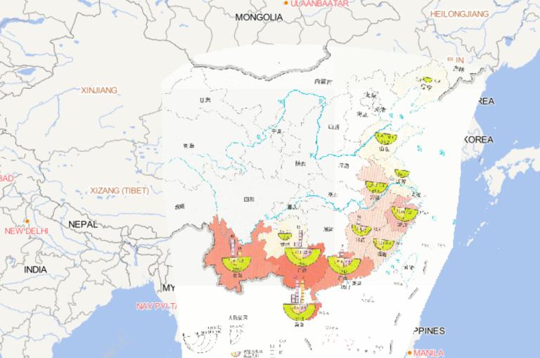 Online map of people affected by typhoon disaster in China in 2014