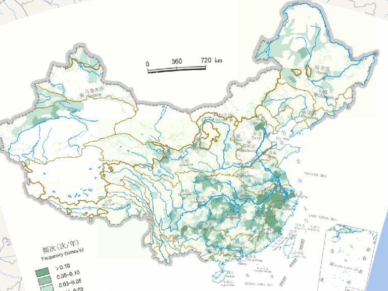 Online Flooding Frequency Map of China in June (1949-2000)