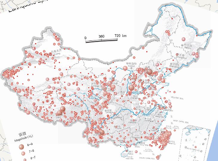 Online epicentral distribution map of Chinese earthquakes (2300 BC - 2000, autumn, magnitude 4 or above)