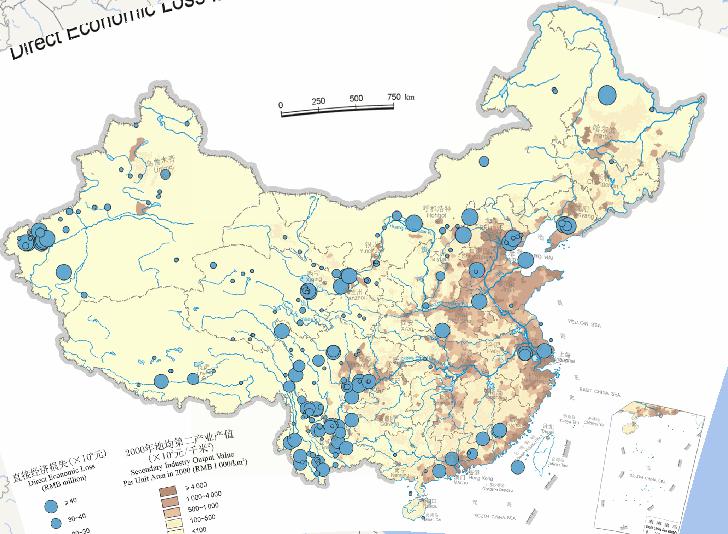 Direct Economic Losses Online Map from Earthquake Disasters in China (1949-2000)