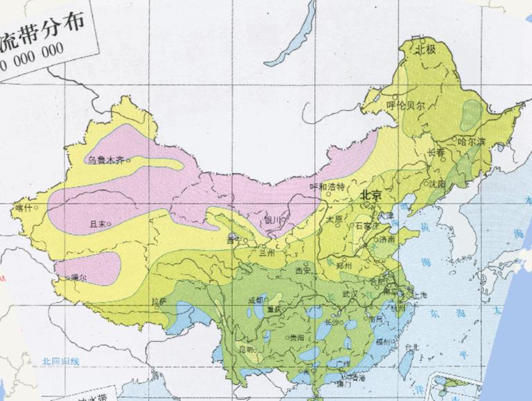 Distribution map of runoff zone in China