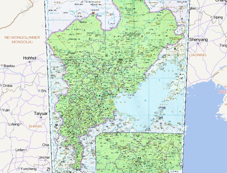 The historical map of the near the capital during the Qing Dynasty in China