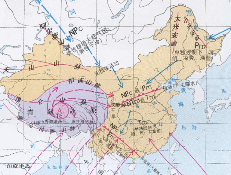 Chinese summer air mass and front