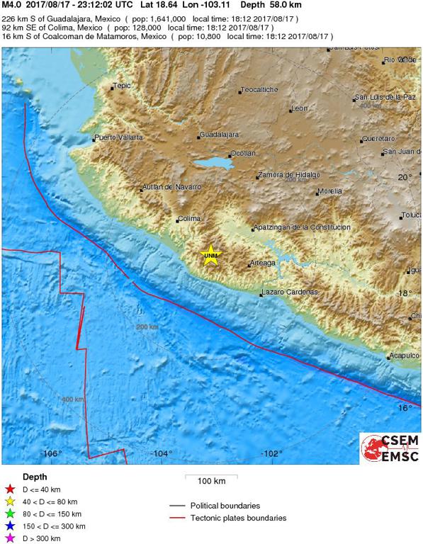 August 17, 2017 Earthquake Information of Michoacan, Mexico