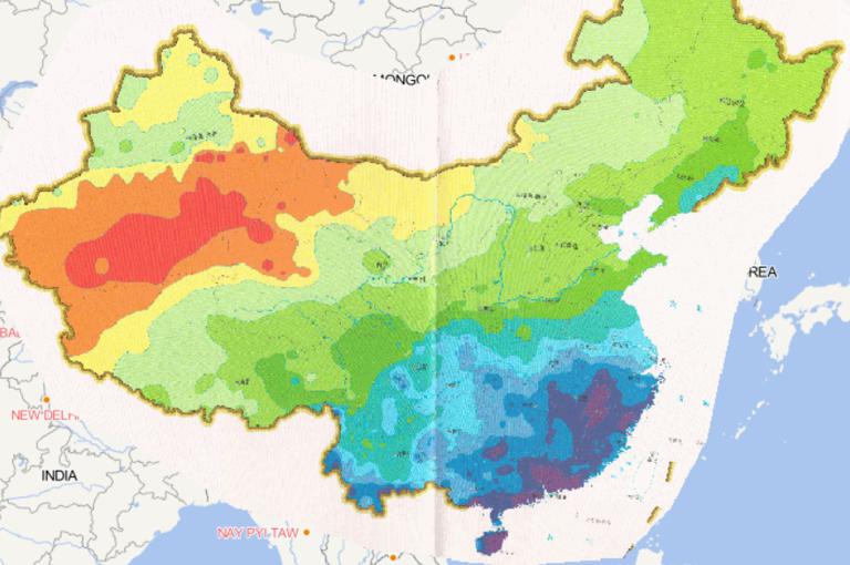 Online map of annual average precipitation of China in 2014