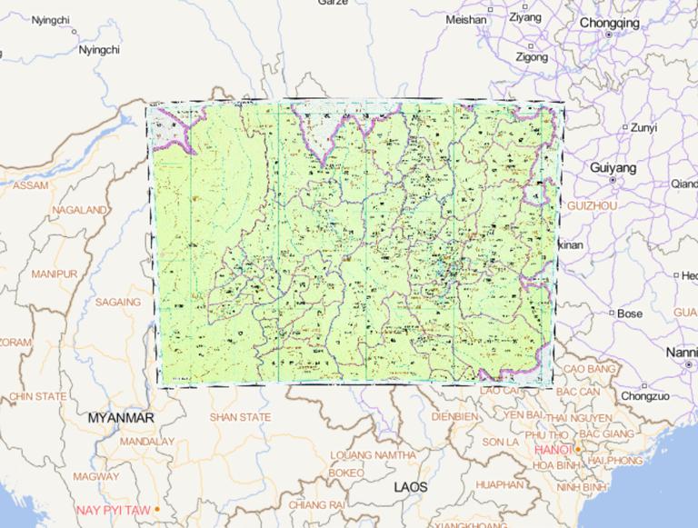 The Historical Map of Yunnan Province in Central during the Yuan Dynasty