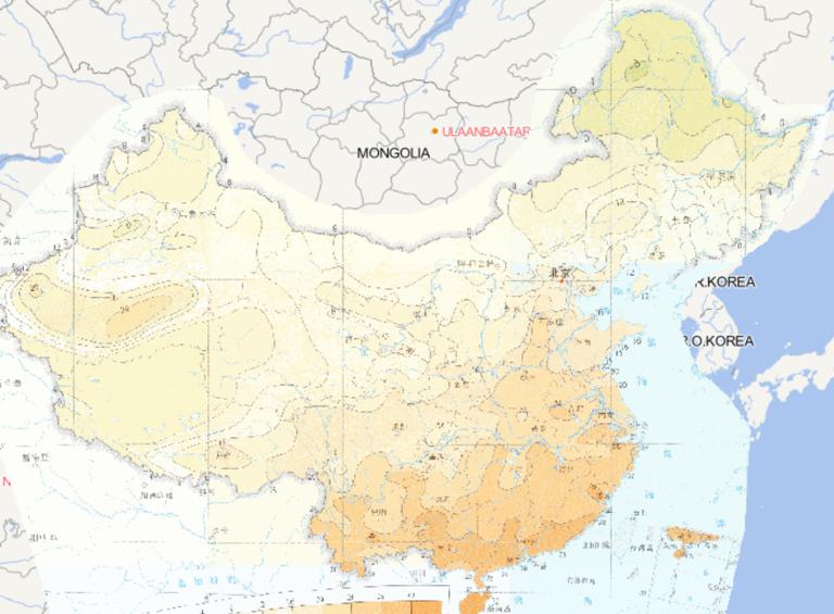 Online map of December maximum daily temperature distribution in China