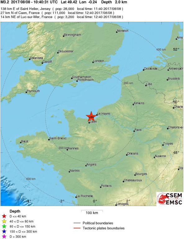 August 8, 2017 Earthquake Information of  France