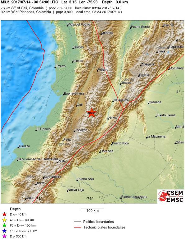 July 14, 2017 Earthquake Information of Colombia