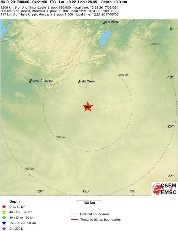 August 6, 2017 Earthquake Information of  Western Australia