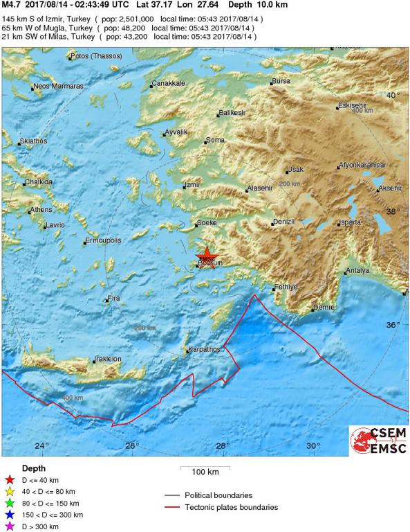 August 14, 2017 Earthquake Information of Weatern Turkey