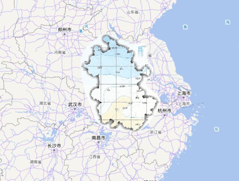 Online map of January average temperature in Anhui Province, China