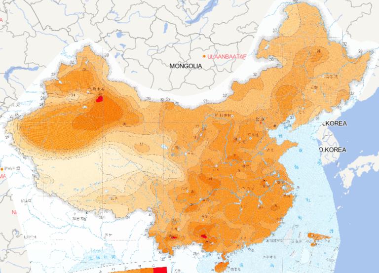 Online map of April maximum daily temperature distribution in China