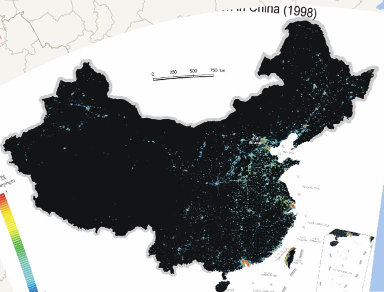 Urbanization space distribution online map in China (1998)