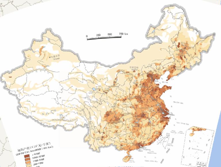 China land average gross domestic product (GDP) (2000) online maps