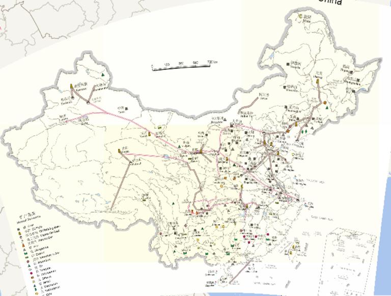 China 's mineral resources and transport oil pipeline distribution online map