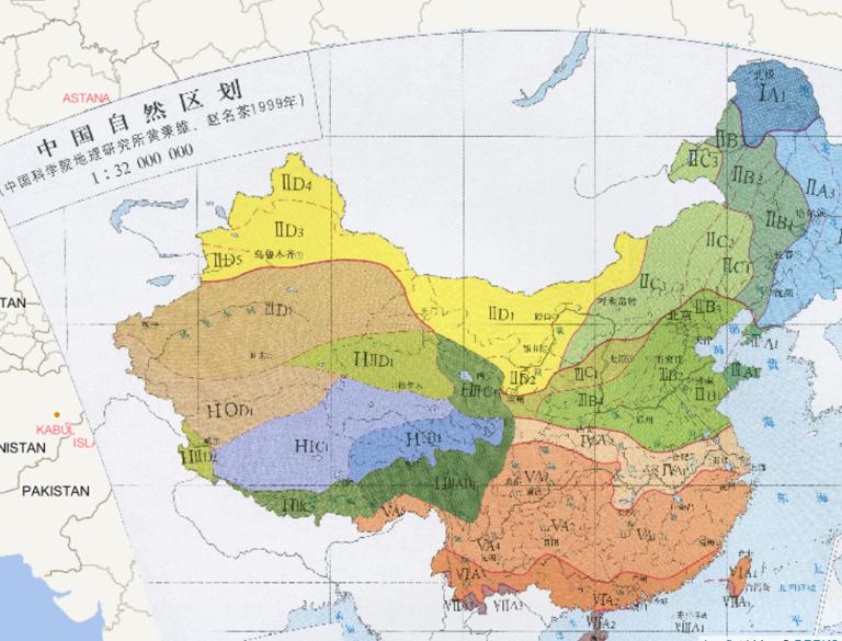 Natural zoning map of China in 1999