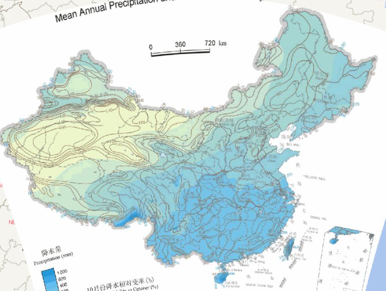 Online map of the relative change rate of autumn precipitation and precipitation in China over the years