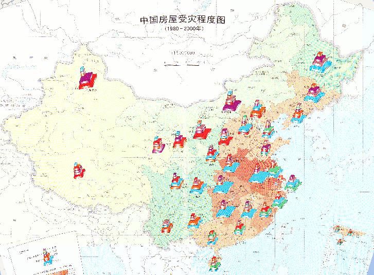 Online map of the housing damage degree in China (1980-2000)