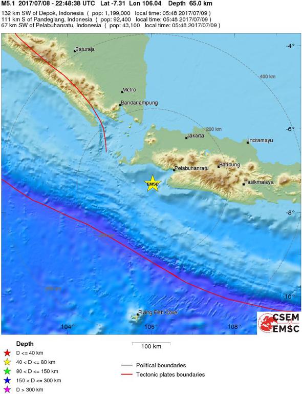 July 8, 2017 Earthquake Information of Indonesia