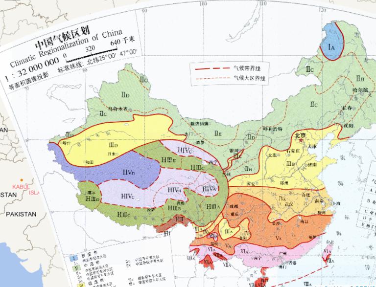 Online Map Climate Zoning in China   (1:32 million)