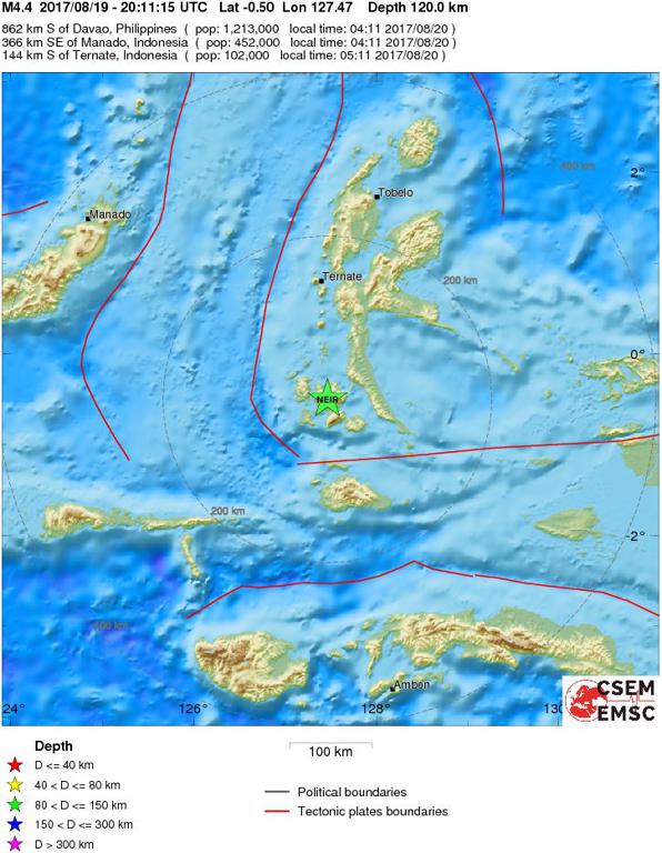 August 19, 2017 Earthquake Information of Halmahera, Indonesia