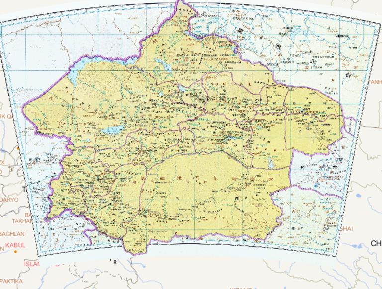 The Historical Map of Xinjiang in the Qing Dynasty of China