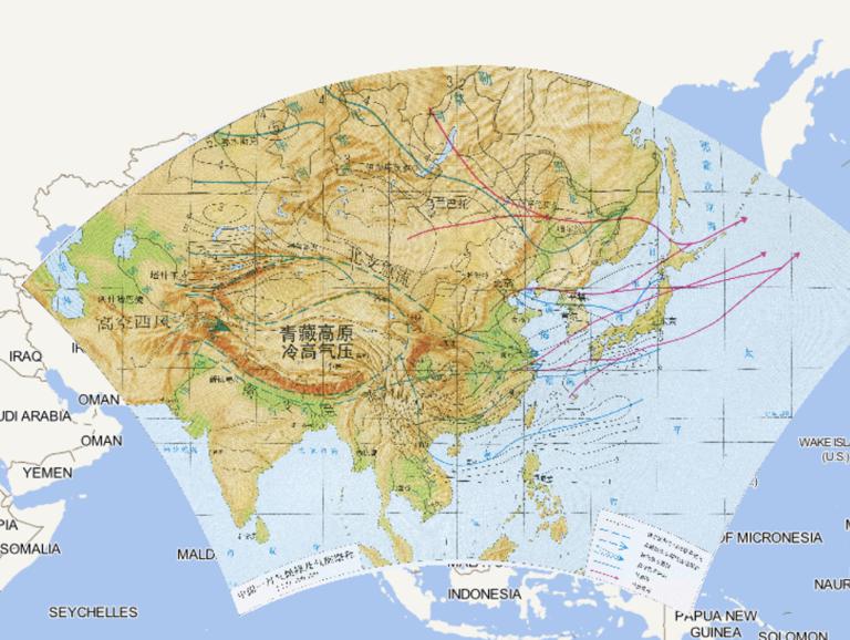 Online map of climate front and cyclone route in January in China