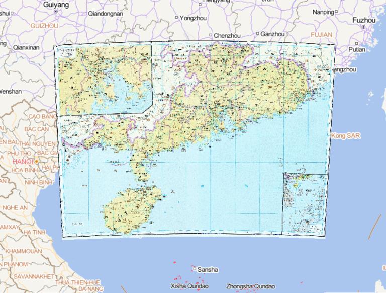 The Historical Map of Guangdong in the Ming Dynasty of China