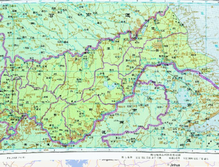 The Historical Map of Huainan Dao during the Tang Dynasty in China