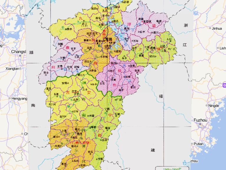 History map of administrative division of Jiangxi province, China (1949-1951)