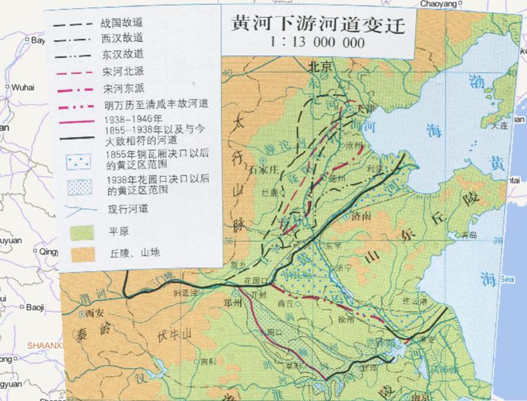 Online map of river course change in the lower Yellow River