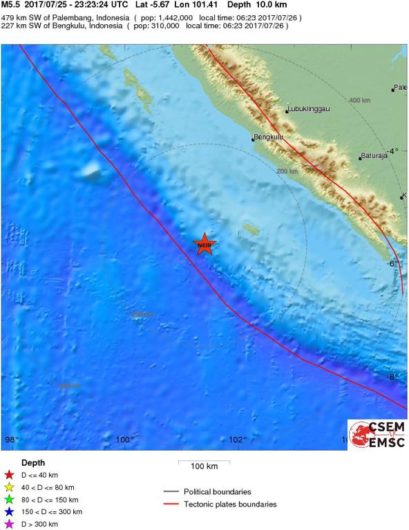 July 25, 2017 Earthquake Information of Indonesia