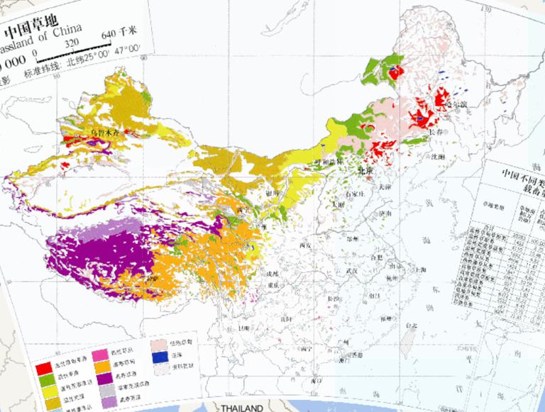 China grassland distributed online map (1: 32,000,000)